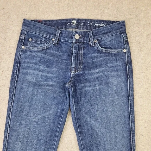 7 For All Mankind "A" Pocket Jeans Womens 26 Blue Dark Wash Bootcut Made in USA - Picture 2 of 12